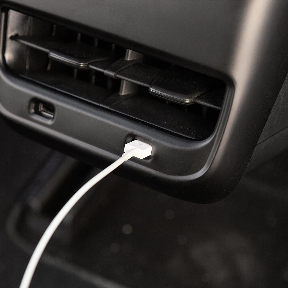 Heenvn 2021 Model3 Car Carbon Fiber ABS Rear Air Vent Outlet Cover Trim For Tesla Model 3 Accessories Interior Model Y Three New
