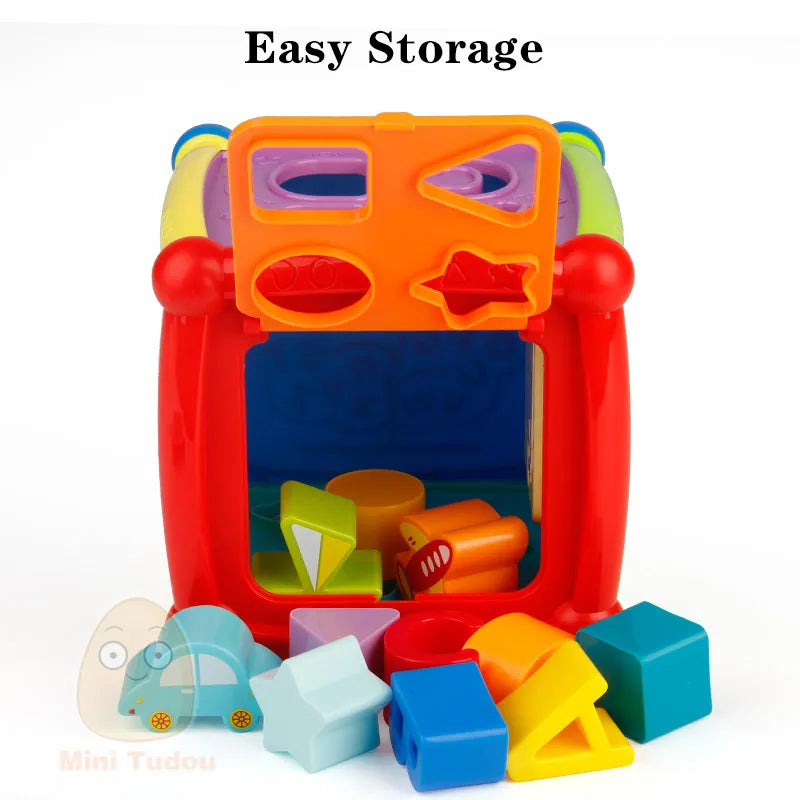 Multifunctional Musical Toys Toddler Baby Box Music Electronic Toys Gear Clock Geometric Blocks Sorting Educational Toys