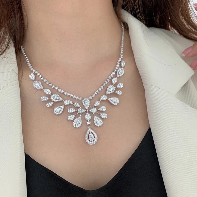 JK&JY Luxury 18K White Gold 6.5ct Natural Diamond Necklace Weight 37 g Noble Party Jewelry 100% Quality Assurance