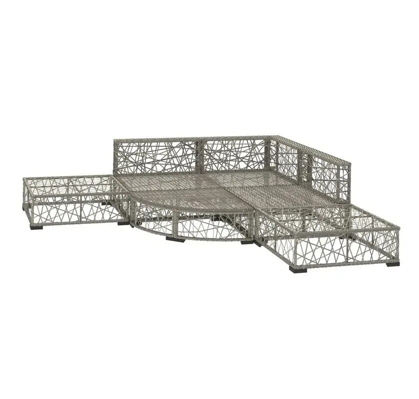 6/8 PCS Garden Patio Furniture Set Outdoor Lounge Room with Removed Cushions Comfortable Seats Rattan Waterproof Sofa Combinat