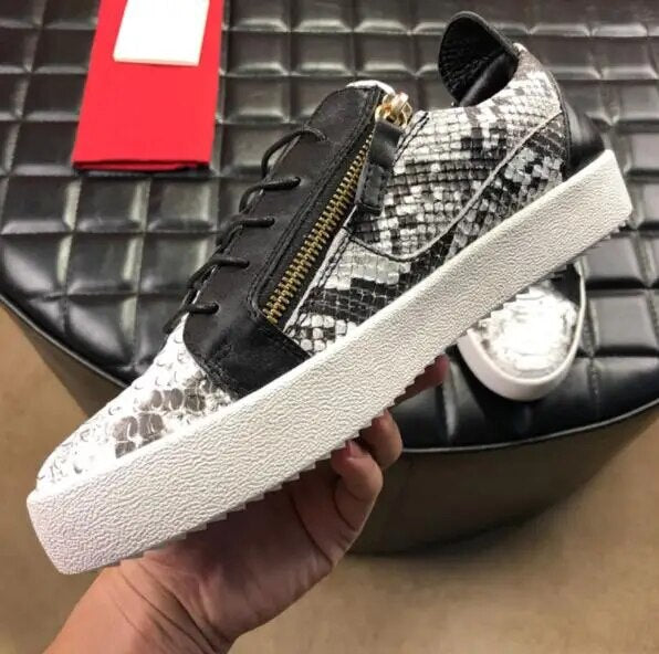 Brand Chentel Irregular Pattern Male shoes Leather Men Casual Shoes Party Shoes Men Flats Lace-Up Zip Sneakers Big Size