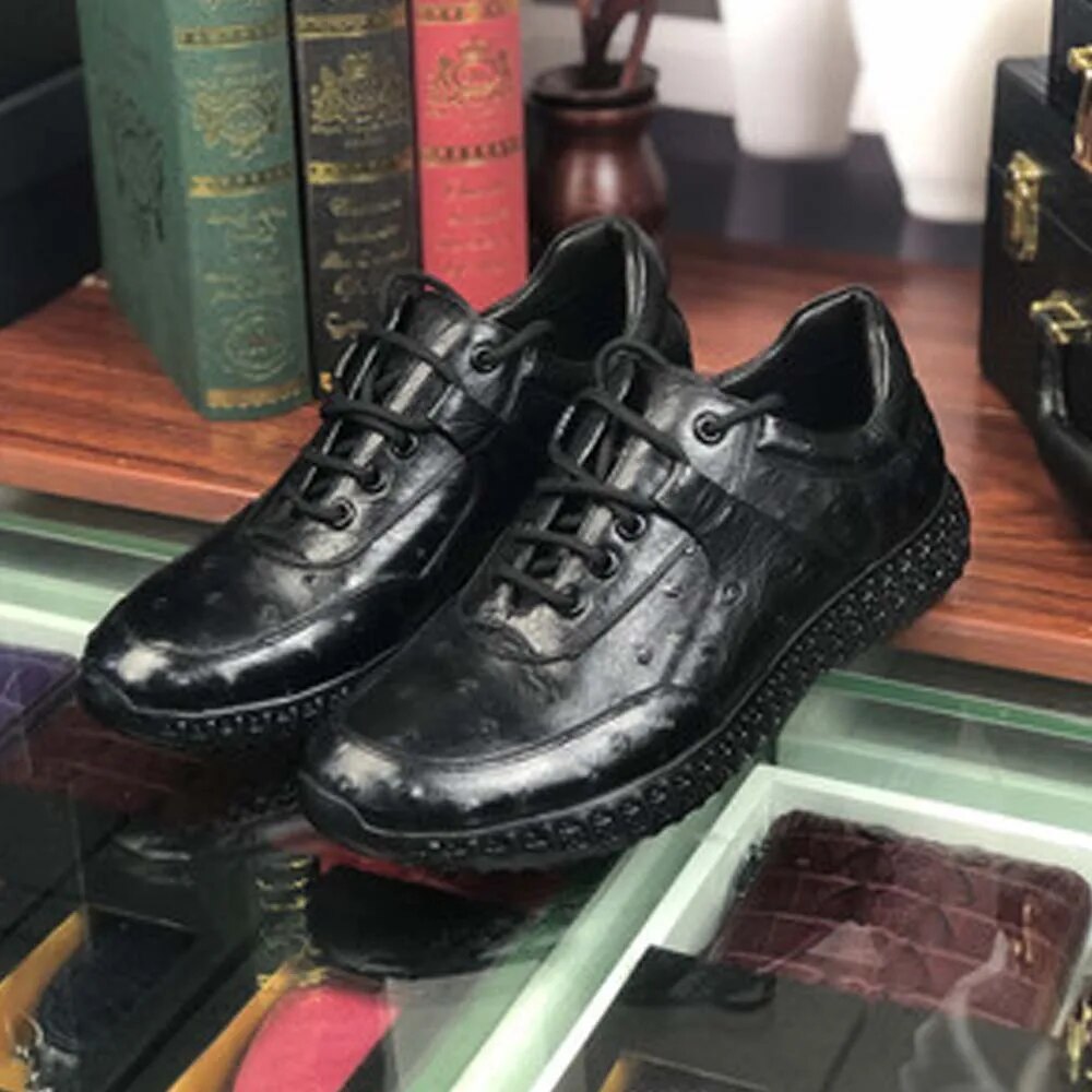ousidun new  Ostrich leather Men's shoes  male  leisure  Single shoes  business  Leather shoes  comfortable men Ostrich shoes