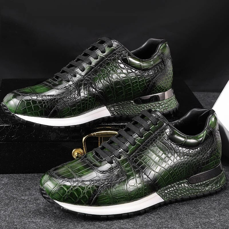 Luxury Sport Leather Shoes Handmade High-end Comfortable Sneakers For Men Blue Wine Green Colours
