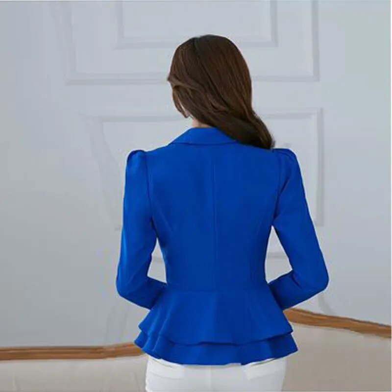 Fashion Hot  New Women Blazers And Jackets Song-sleeve Slim Blazer Ruffle Short Blazer Design Candy Color Outerwear & Coats - KAISERINC