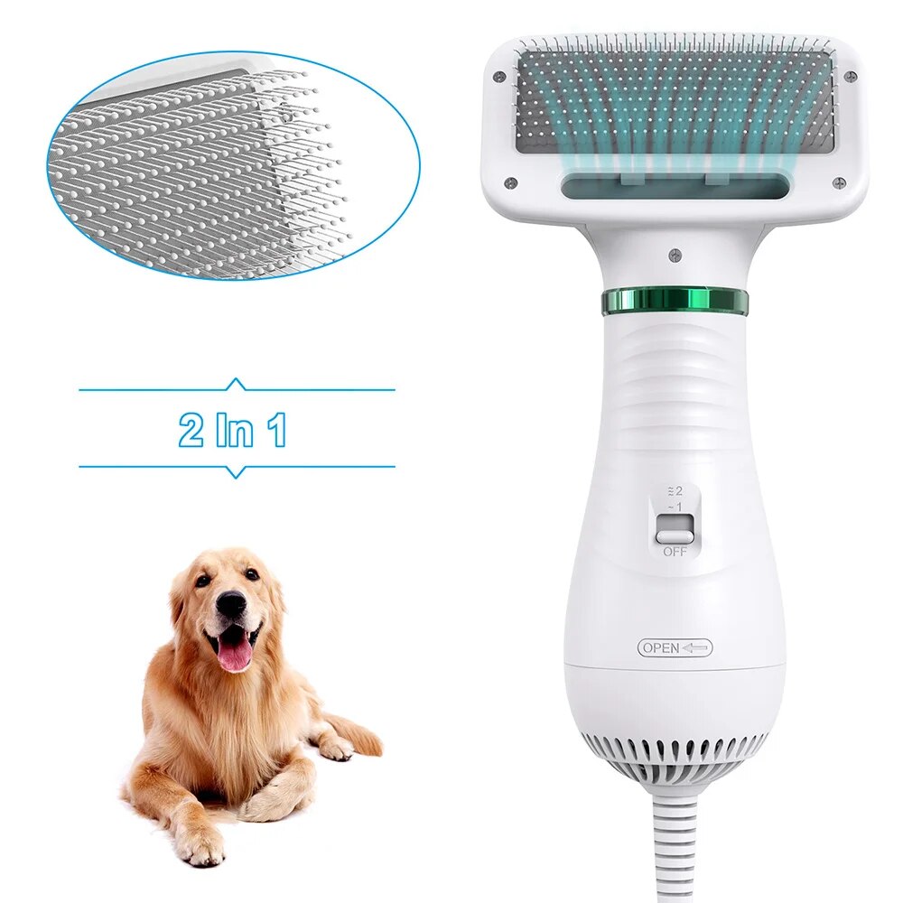 BIEMLERFN 2-In-1 Portable Pet Dog Dryer Dog Hair Dryer And Comb Brush Pet Grooming Dryer Cat Hair Comb Dog Fur Blower Low Noise