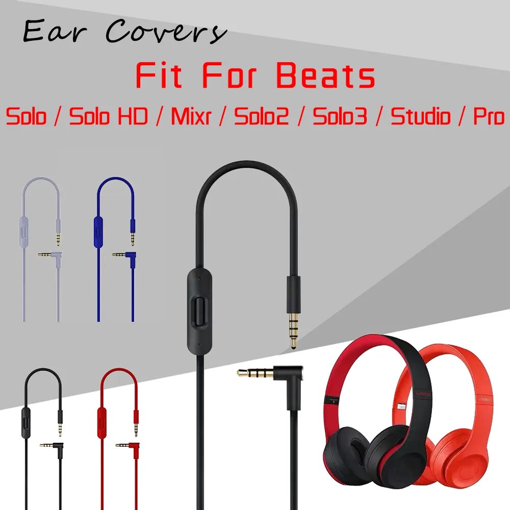 Aux Cable For Beats Solo / Solo HD / Mixr / Solo2 / Solo3 / Studio / Pro / Solo 2.0 3.0 Replacement 3.5mm Jack AUX-Cable