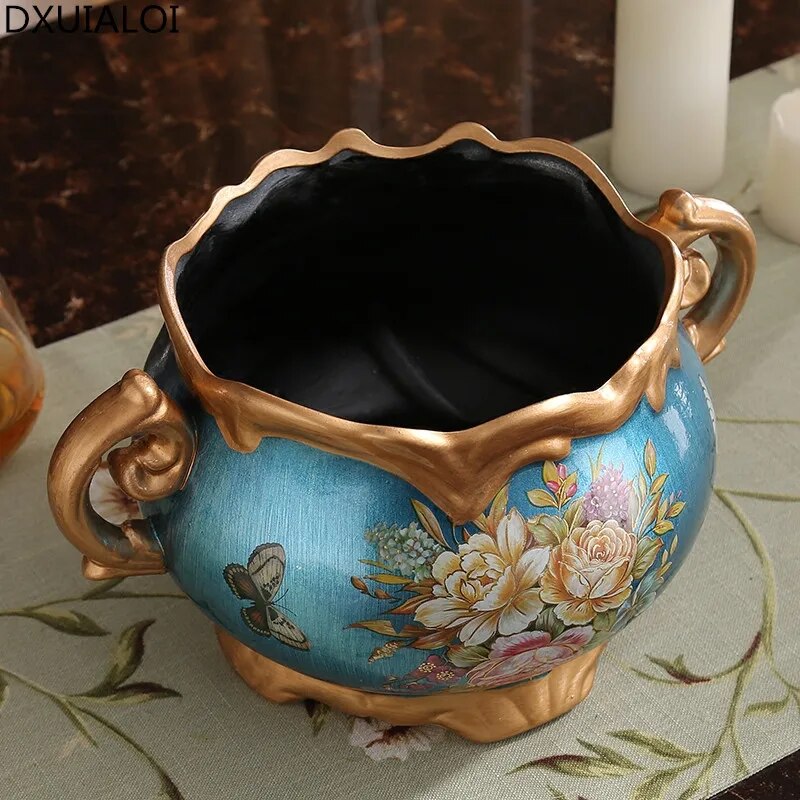 European Resin Retro Houses Office Tablepans Artificial Flowers Christmas Decorations Wedding Decorations Handicrafts vase