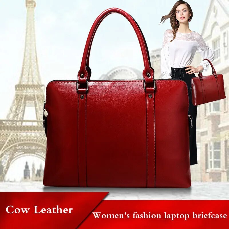 New Genuine Leather Briefcase For Woman Laptop Computer Bag Women's Handbags Office Ladies Shoulder Messenger Bags Bolso Hombre