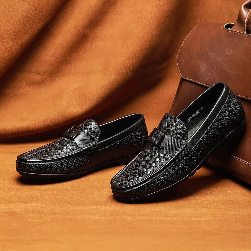 Men Genuine Leather Shoes Male Sneakers Loafer Mens Slip On Coffee Loafers Driving Casual Dress Men's Shoes 2022 Spring