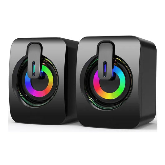 PC Computer Speakers Sound Box For PC HIFI Stereo Microphone USB Wired with LED Light For Desktop Computer