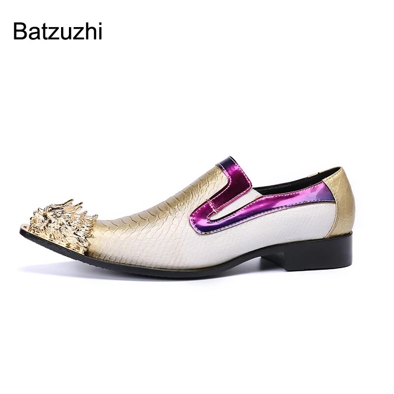 Batzuzhi Japanese Type Fashion Men's Shoes New Design Pointed Iron Toe Genuine Leather Dress Shoes Men Party and Wedding Zapatos