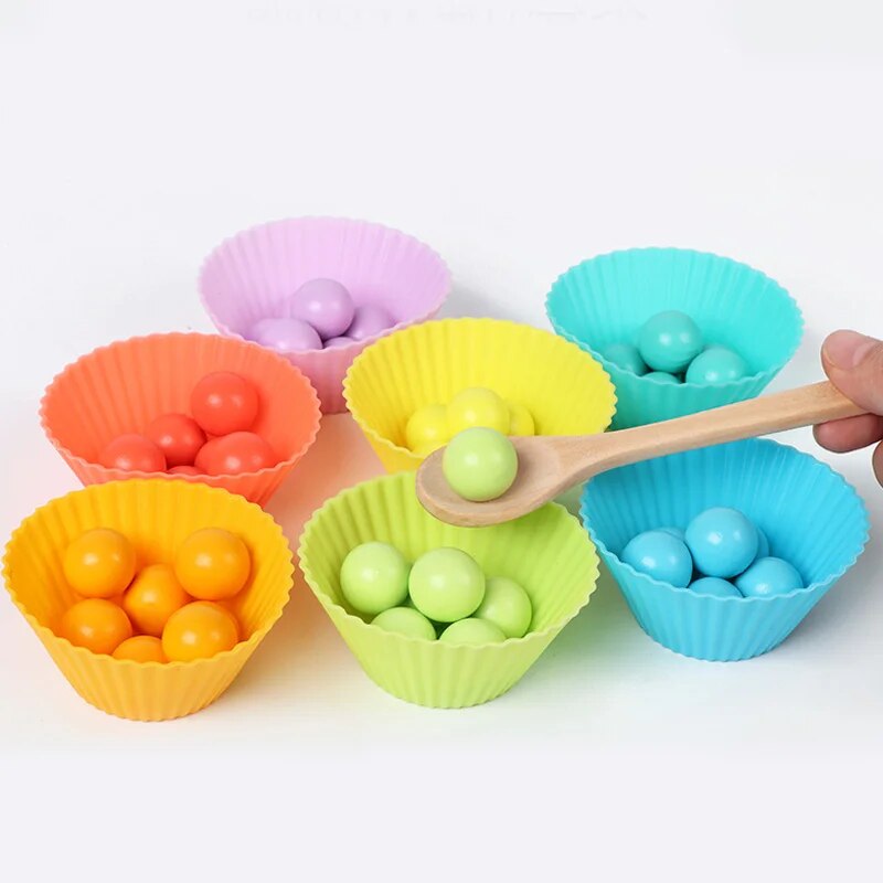 New Montessori Early Education Baby Hand Movement Training Color Cognition Bead Clipping Wooden Toys for Children Game