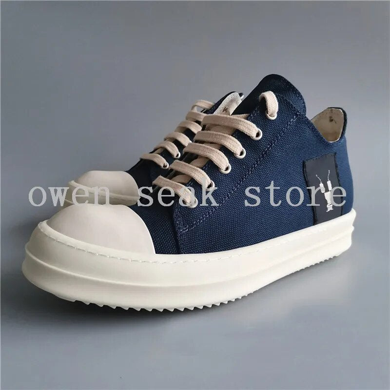 19ss Owen Seak Men Canvas Shoes Casual Lace Up Luxury Trainers Men Sneakers Adult Brand Flats Summer Low Shoes Big Size