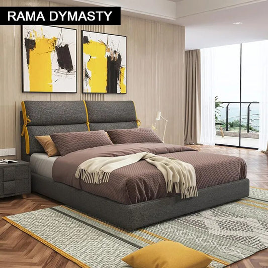 RAMA DYMASTY fashion fabric soft bed modern design bed bett, cama fashion king/queen size bedroom furniture