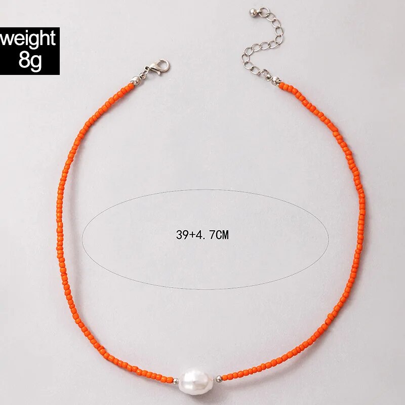 Tocona Colorful Beaded Necklace for Women Charms Luxury Pearl Stone Chain Choker Handmade Ajustable Boho Jewelry Collar 18238