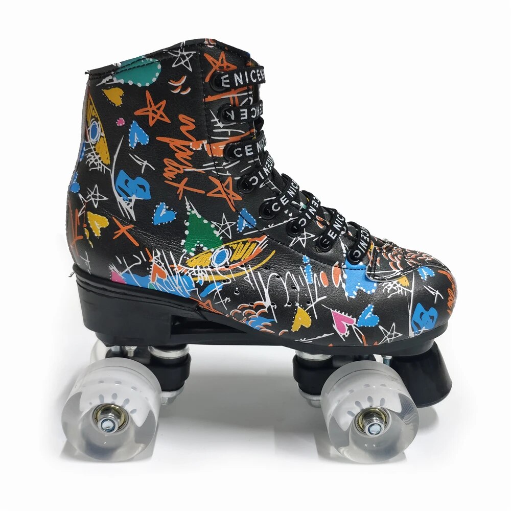 Microfiber Roller Skates Double Row 4 Wheels PU Skating Shoes Sliding Inline Skates Kids Gifts Roller Sneakers Training