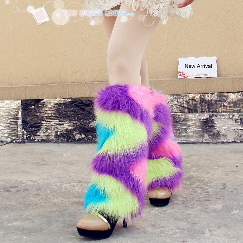 2019 Fur Leg Warmer Women Furry Leg Warmers Hengreda Girls Boot Cuff Plush Leg Cover for Party Music Festival Night Club