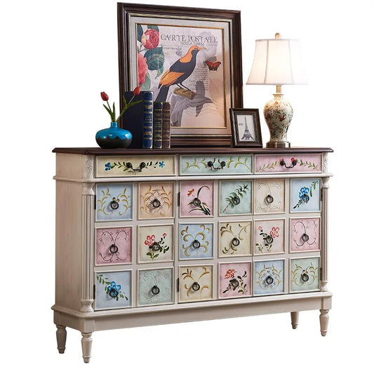 American-style shoe cabinet door painted partition cabinet solid wood European-style entrance shoe cabinet furniture living room