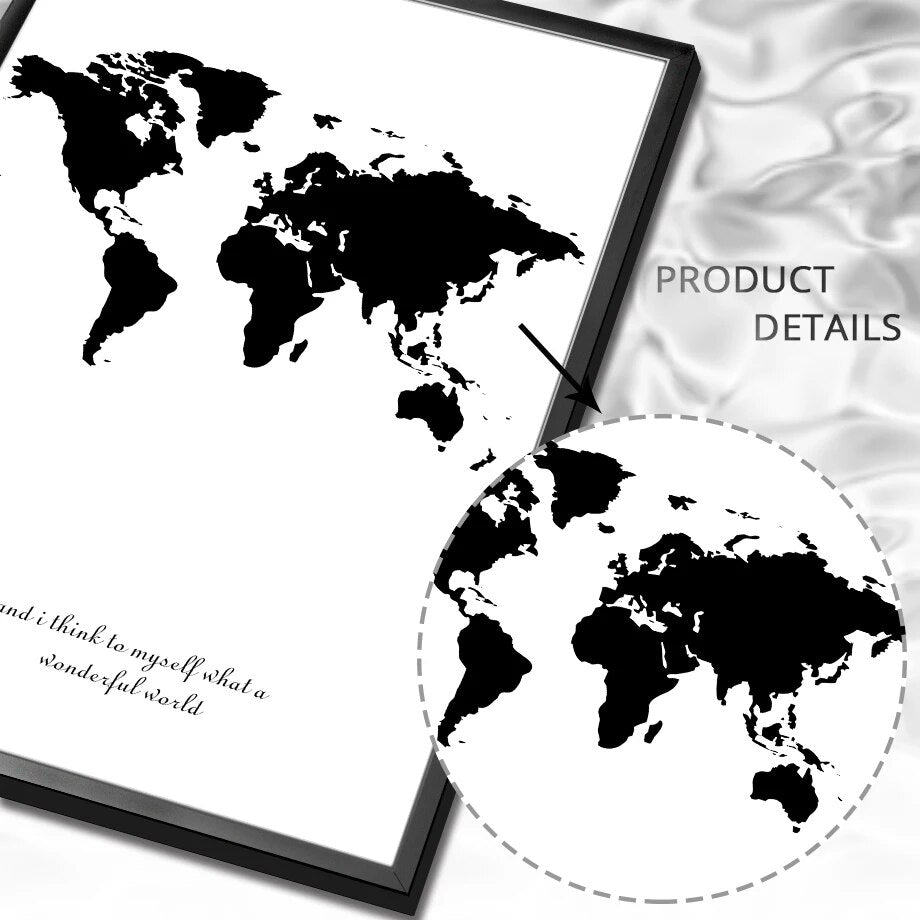 Nordic World Map Canvas Painting Wall Art Poster And Print Wall Pictures For Living Room Decorative Picture Plakat Home Decor