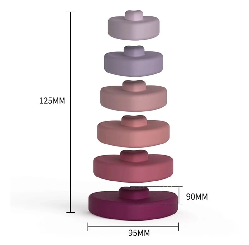 Kids Silicone Stacker Toy Baby Creative Educational Block BPA Free Silicone Teether Toys for Kids Toddler Food Grade Silicone