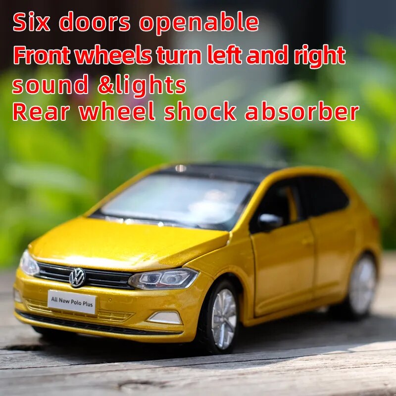 Toy Car 1:32 New POLO Plus Metal Alloy Diecast Car Model Miniature Model With Sound Light Model Boys Gift Toys For Children's