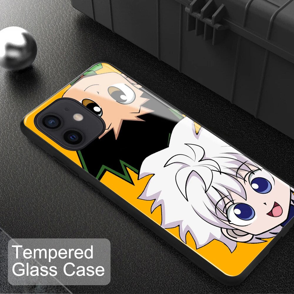 Cute Killua Zoldyck Gon·Freecss Hunter X Hunter Glass case for iphone 12 mini SE 7 8 14 Plus 11 12 13 14 Pro  X XR XS max cover
