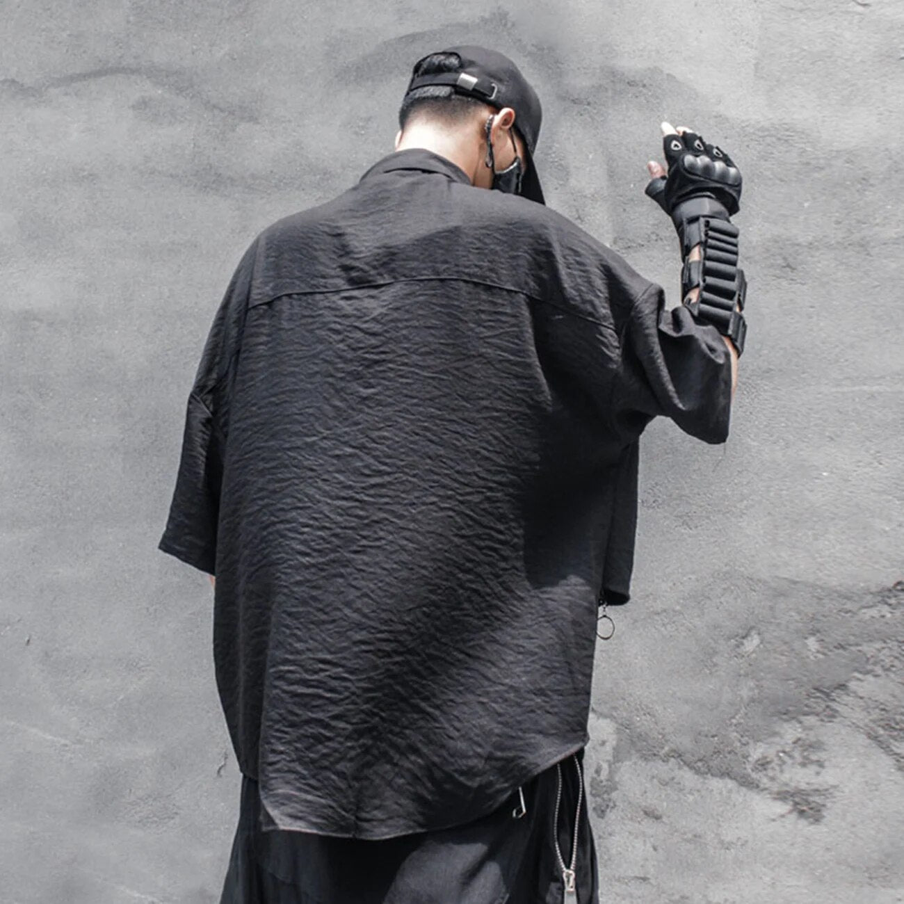 11 BYBB'S DARK Zipper Fake Two Shirts Oversized Loose Techwear Tee Shirts Men Harajuku Casual Short Sleeve Shirt Streetwear