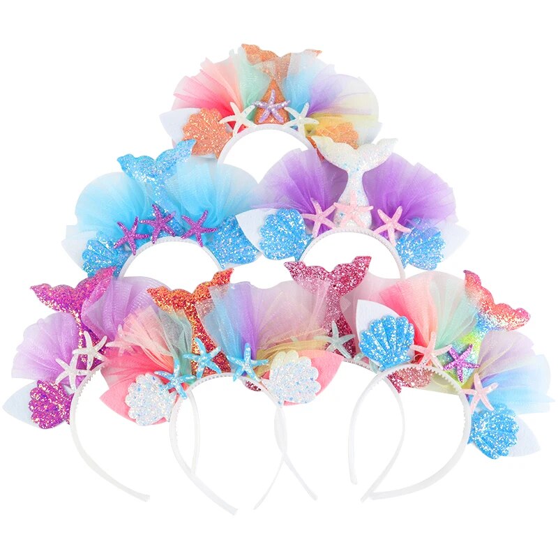 Mermaid Tail Party Headband Happy Birthday Bunting Banner Mermaid Birthday Party Decoration Girl Baby Shower Under the Sea Party