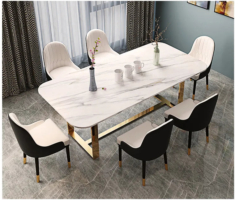 Light luxury dining table Simple post-modern round table multifunctional furniture with rotary table telescopic rotating househo