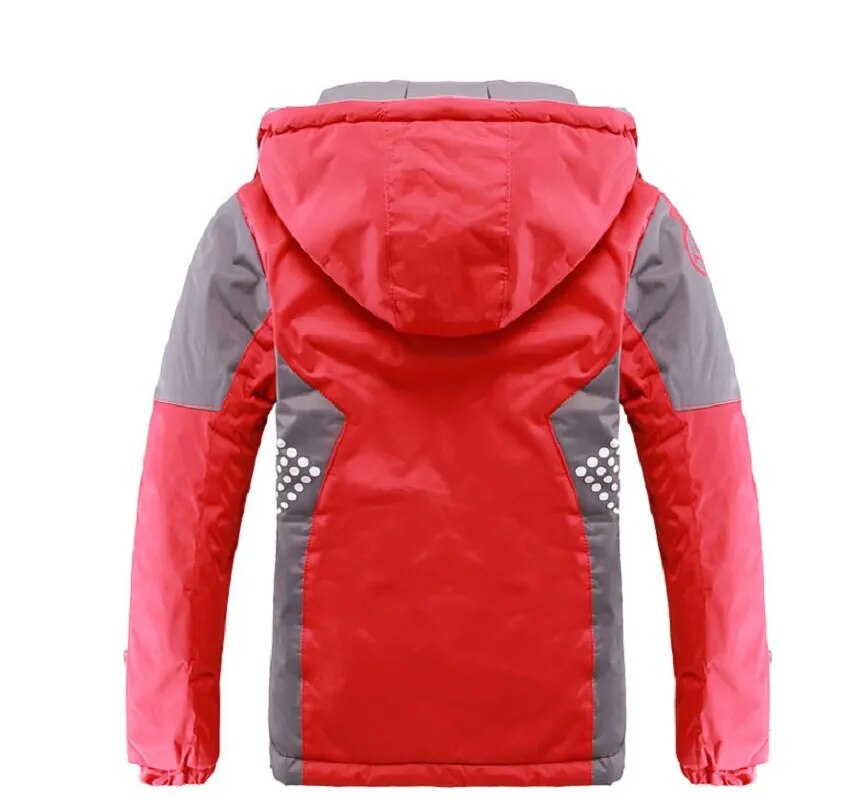 Winter Warm Fleece Padded Thick Child Coat Waterproof Contrast Detachable Hood Zipper Girls Boys Jackets Kids Outfits 3-12 Years - KAISERINC