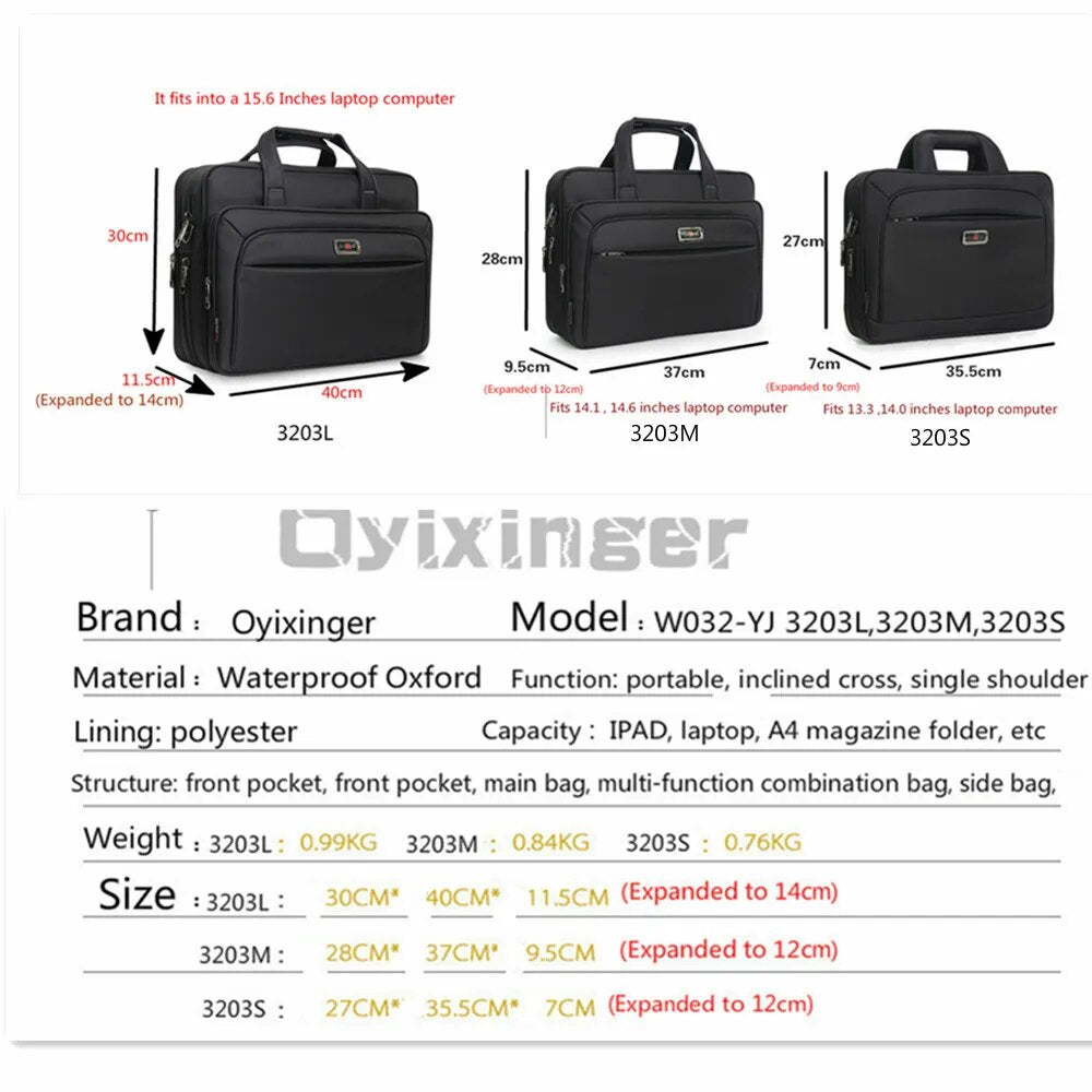 Large Capacity Men Single Shoulder Bag 14" 15" 16 Inches Travel Bag Men's casual fashion Handbags Business Briefcase Laptop Bag