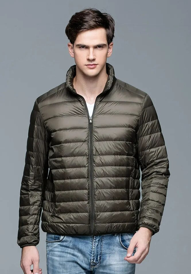 New Autumn Winter Man 90% Duck Down Jacket Ultra Light Thin S-3XL Spring Jackets Men Stand Collar Outerwear Coat - KAISERINC