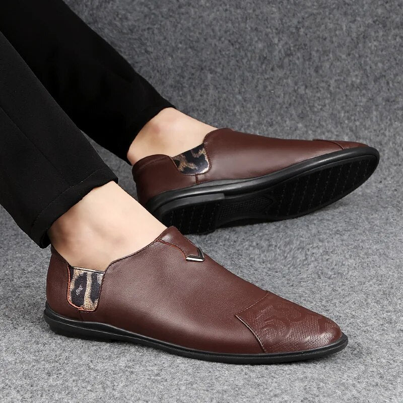 2023 New Fashion Men's Shoes Casual Genuine Leather Loafers Classic Brown White Black Shoe Man Big Size 46 Driving Shoes For Men