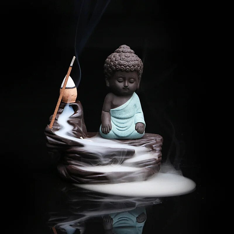 Creative Home Decor The Little Monk Censer Small Buddha Burner Backflow Stick Incense Burner Purple Clay Censer Home Decoration