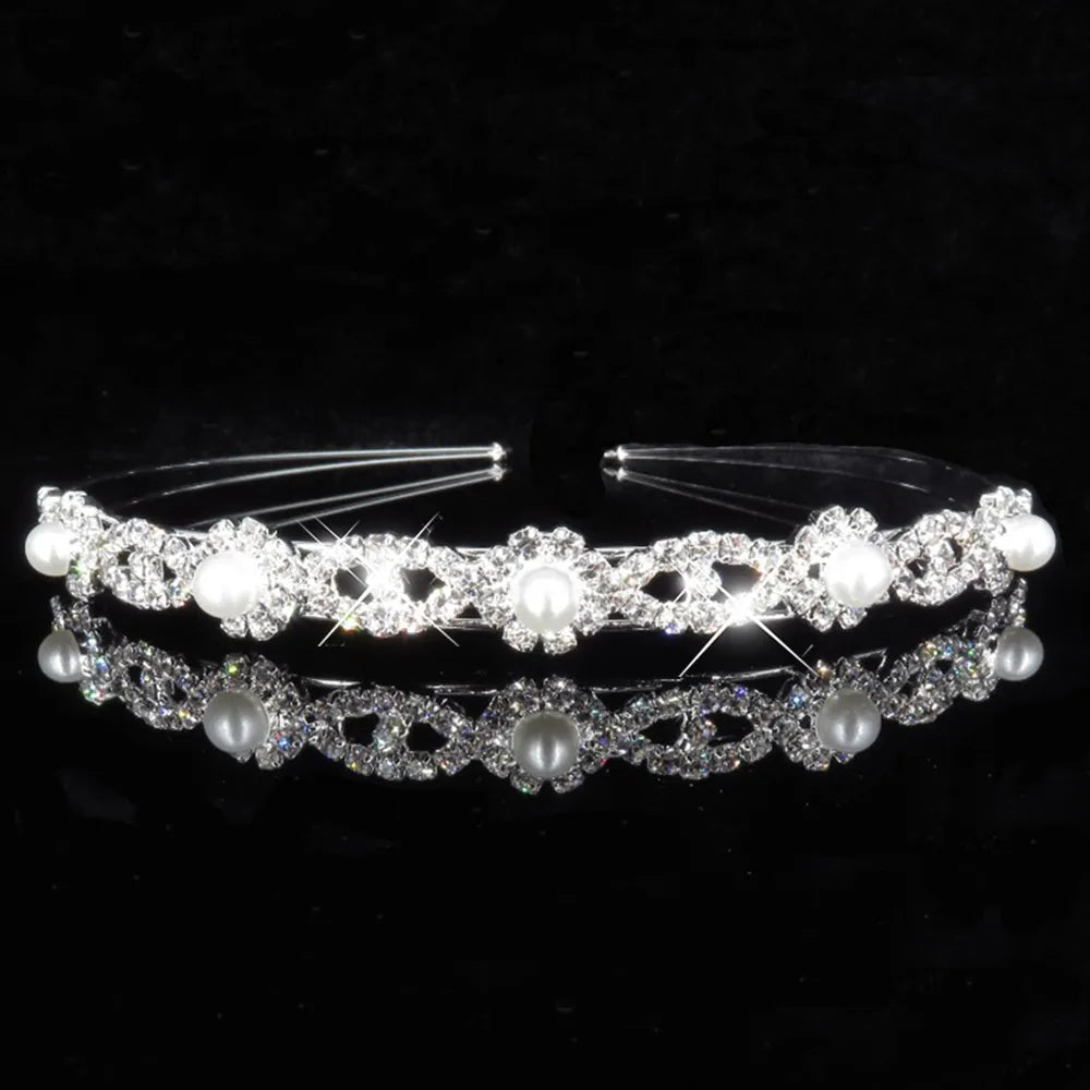 AINAMEISI Princess Tiara Bridal Prom Crown Girl Elegant Hairbands Pearl Crystal Wedding Hair Jewelry Accessories Headband Gift