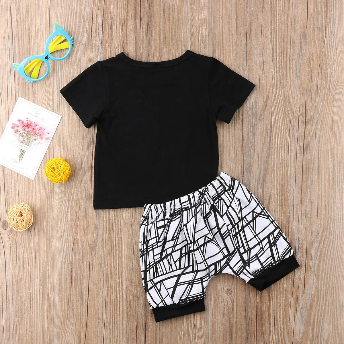 Fashion Newborn Infant Baby Boy Toddler Letter Printed  Boy Cotton T-shirt Tops+Short Outfit Clothes