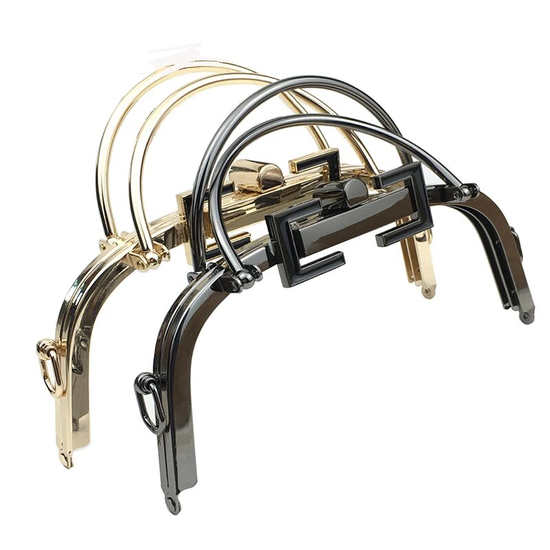 20.5cm Metal Frame Purse Women Handle Glossy Vintage Golden Kiss Clasp Lock DIY Accessories for Bag