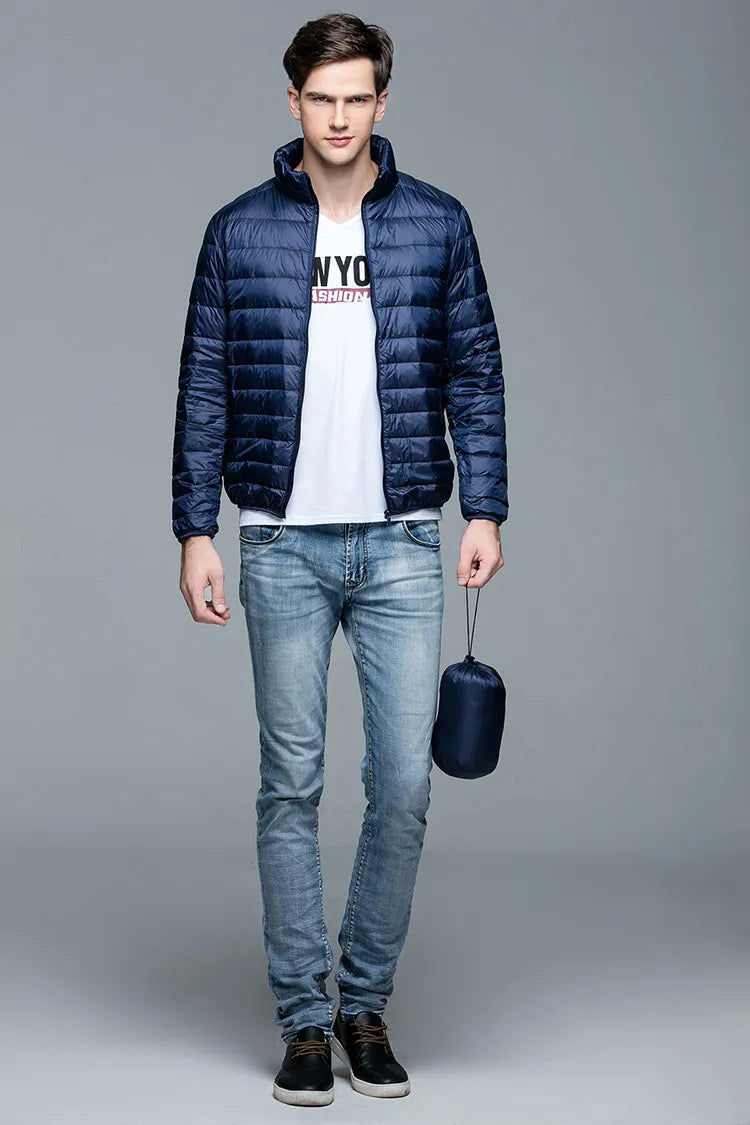 New Autumn Winter Man 90% Duck Down Jacket Ultra Light Thin S-3XL Spring Jackets Men Stand Collar Outerwear Coat - KAISERINC