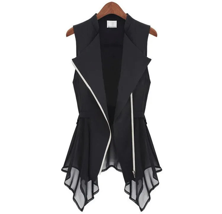 2023 Spring - Summer jacket chiffon Jackets Women Slim Long jacket  European brands sleeveless waist-coat  Maga Women S- XXXL - KAISERINC