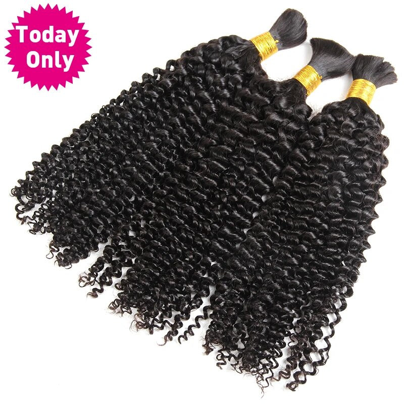TODAY ONLY Malaysian Kinky Curly Hair Bundles Human Braiding Hair Extensions Crochet Human Braiding Hair Bulk No Weft Remy