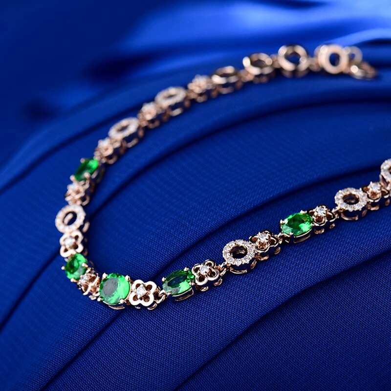 LOVERJEWELRY браслет Lady Bracelets 2.03Ct Natural Tsavorite Diamonds 18Kt Rose Gold Cluster Bracelet For Women Birthday Gifts