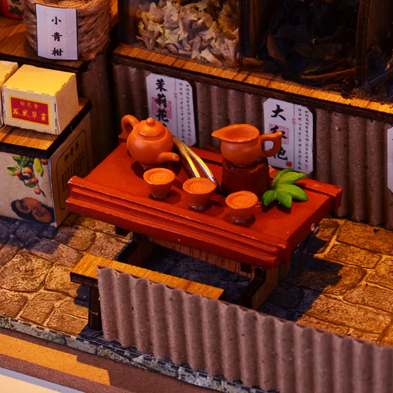 Cutebee DIY House Miniature with Furniture LED Model Building Blocks Toys for Children Casa De Boneca Chinese Folk Architecture