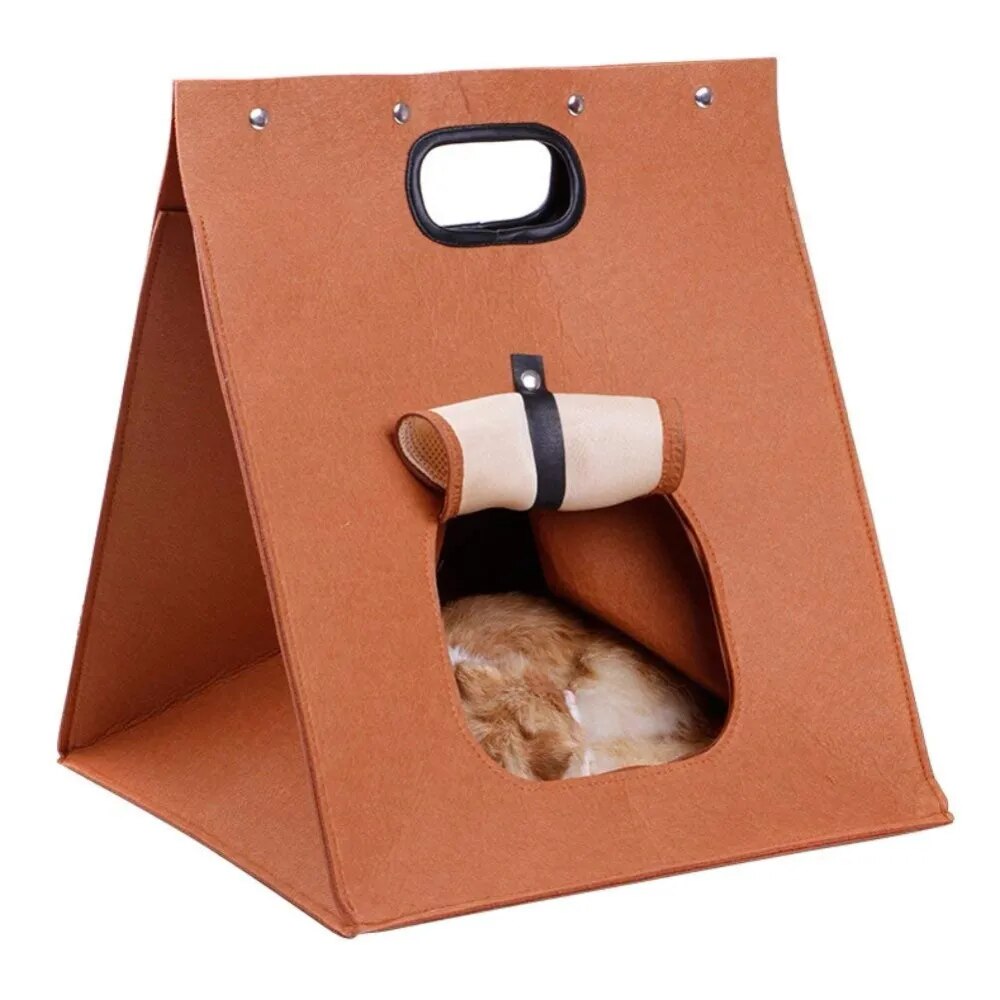 Pet Cat Bed Multi-functional Portable Felt pet bed Washable Collapsible outdoor pet bag Breathable mesh four seasons available