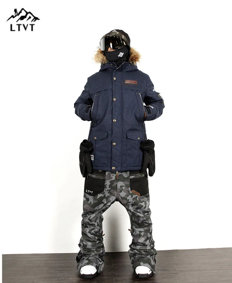 LTVT Brand Ski Suit Men/Women Snowboarding jackets+Pants Suits Warm Snow Coat Breathable Camouflage Waterproof Skiing Sets