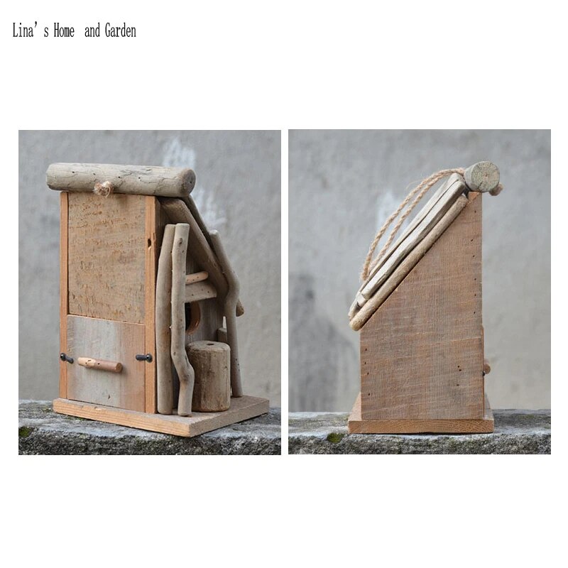 natural handmade rustic decorative wooden bird houses