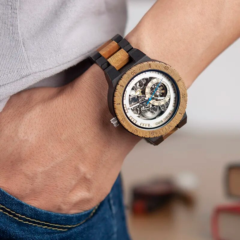 BOBO BIRD Men Automatic Mechanical Watches Male Luxury Wooden Men Watch Gift for Dad relogio masculino de luxo Christmas gift