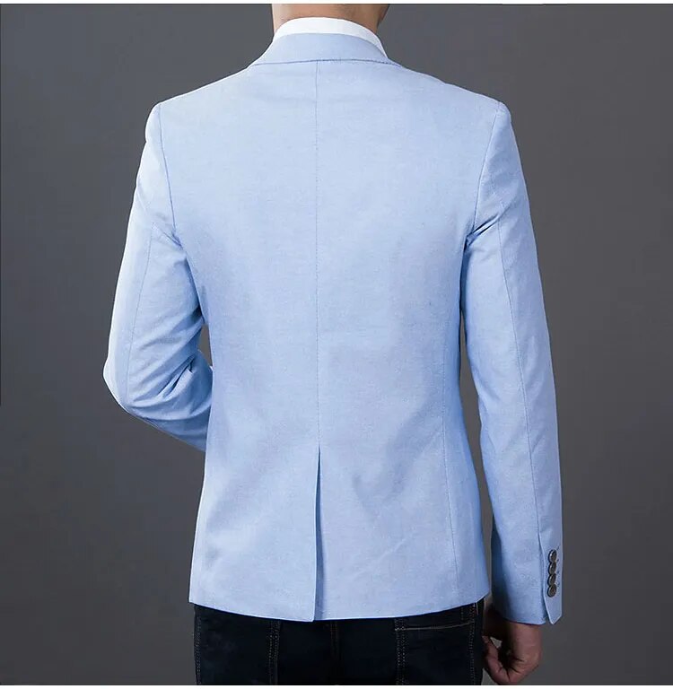 2023 Fashion Men Casual 1 Cotton Jackets Male Slim Fit formal Sky Blue Black Blazer Suit Plus Size 5XL Fashion Men Blazer Sping - KAISERINC