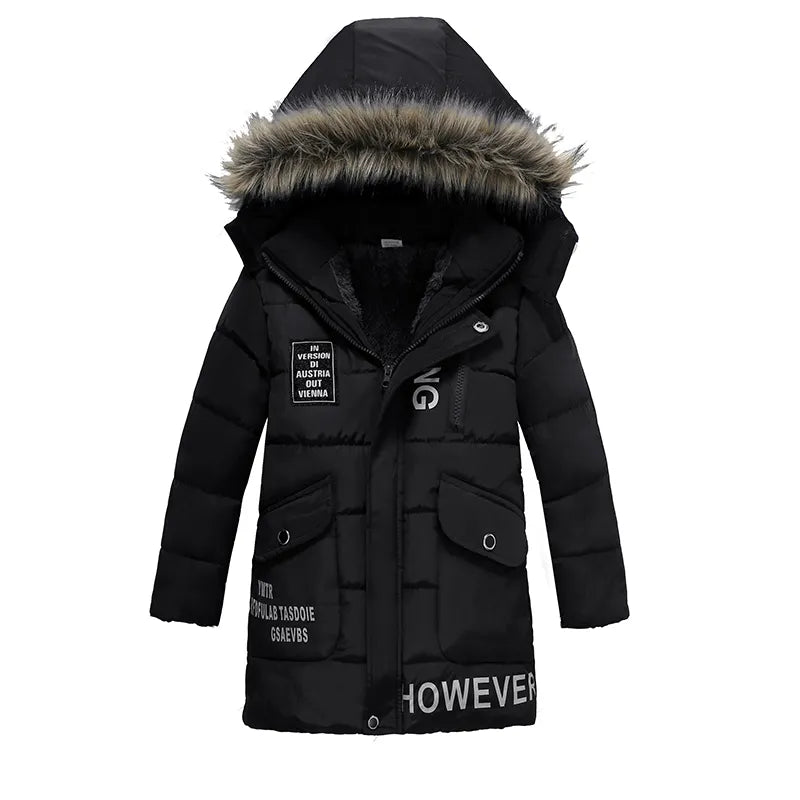 Warm Thickening Winter Fur Collar Child Coat Kids Outerwear Windproof Baby Boys Girls Jackets For 2-6 Years Old - KAISERINC