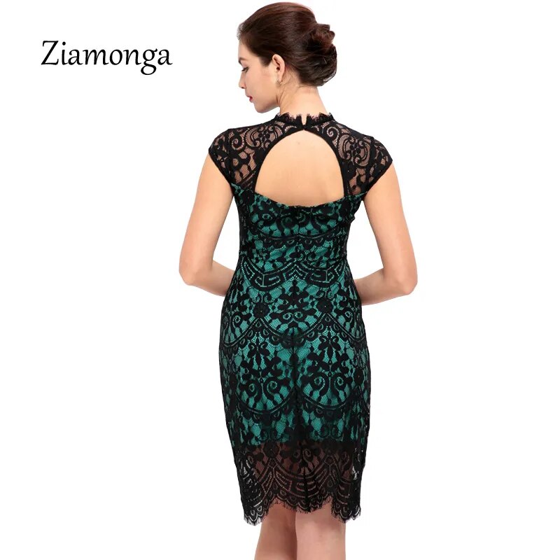 Women Summer Dress 2017 Elegant Knee Length Midi Floral Lace Dress Wear To Work Sheath Bodycon Sexy Dress Casual Women's Dresses - KAISERINC