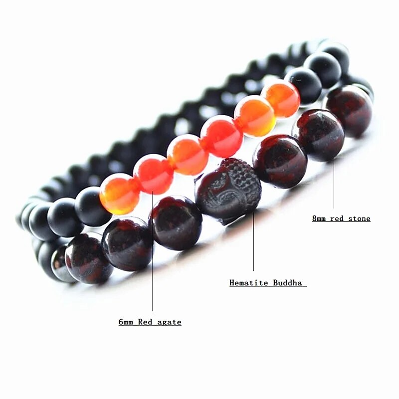 Stone Beads & Hematite Cross Buddha Charm Bead Bracelet Multilayer stretch Bracelets For Men Women Jewelry